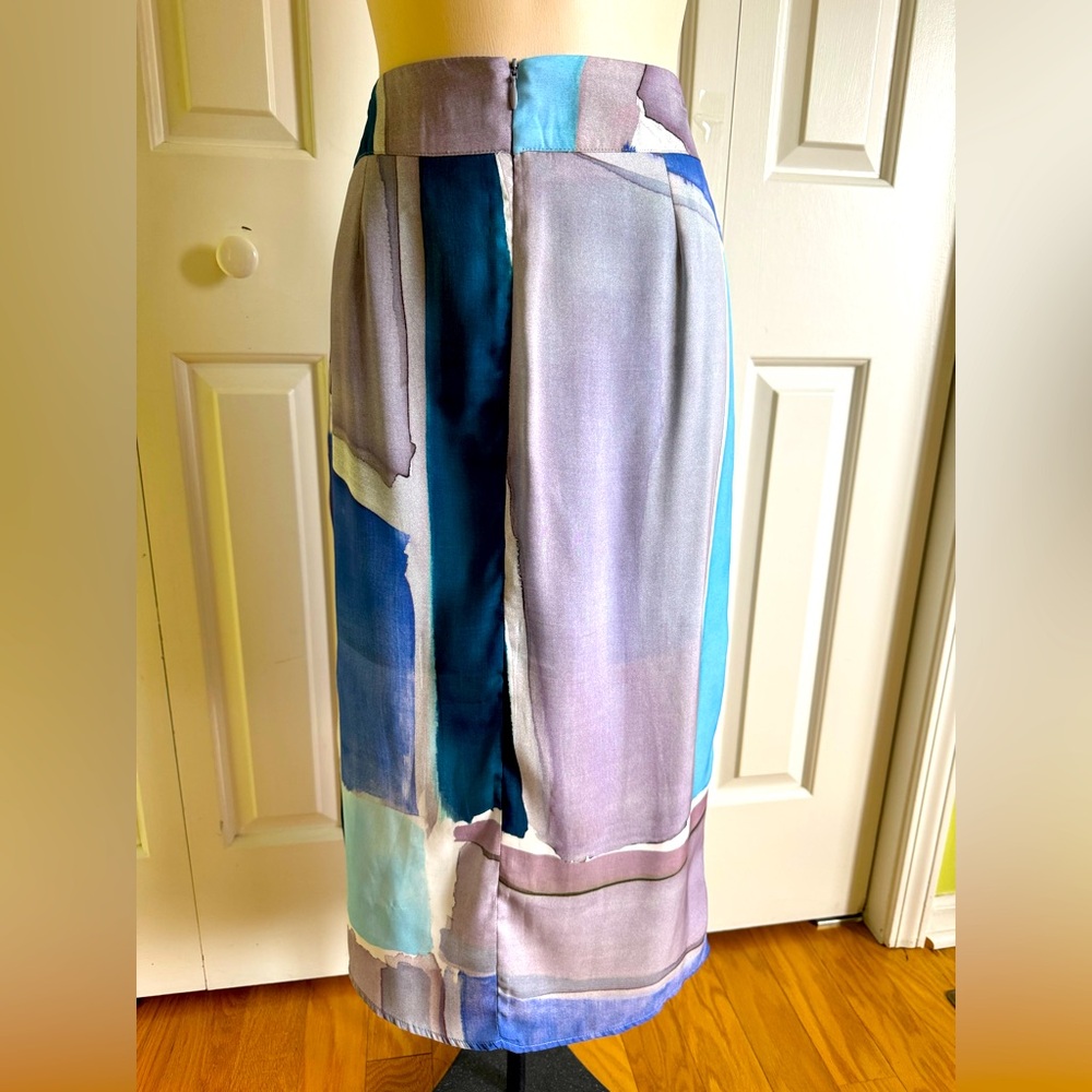 TRUCCO Multicolor Silk Pencil Skirt 6 EUC - Picture 2 of 7